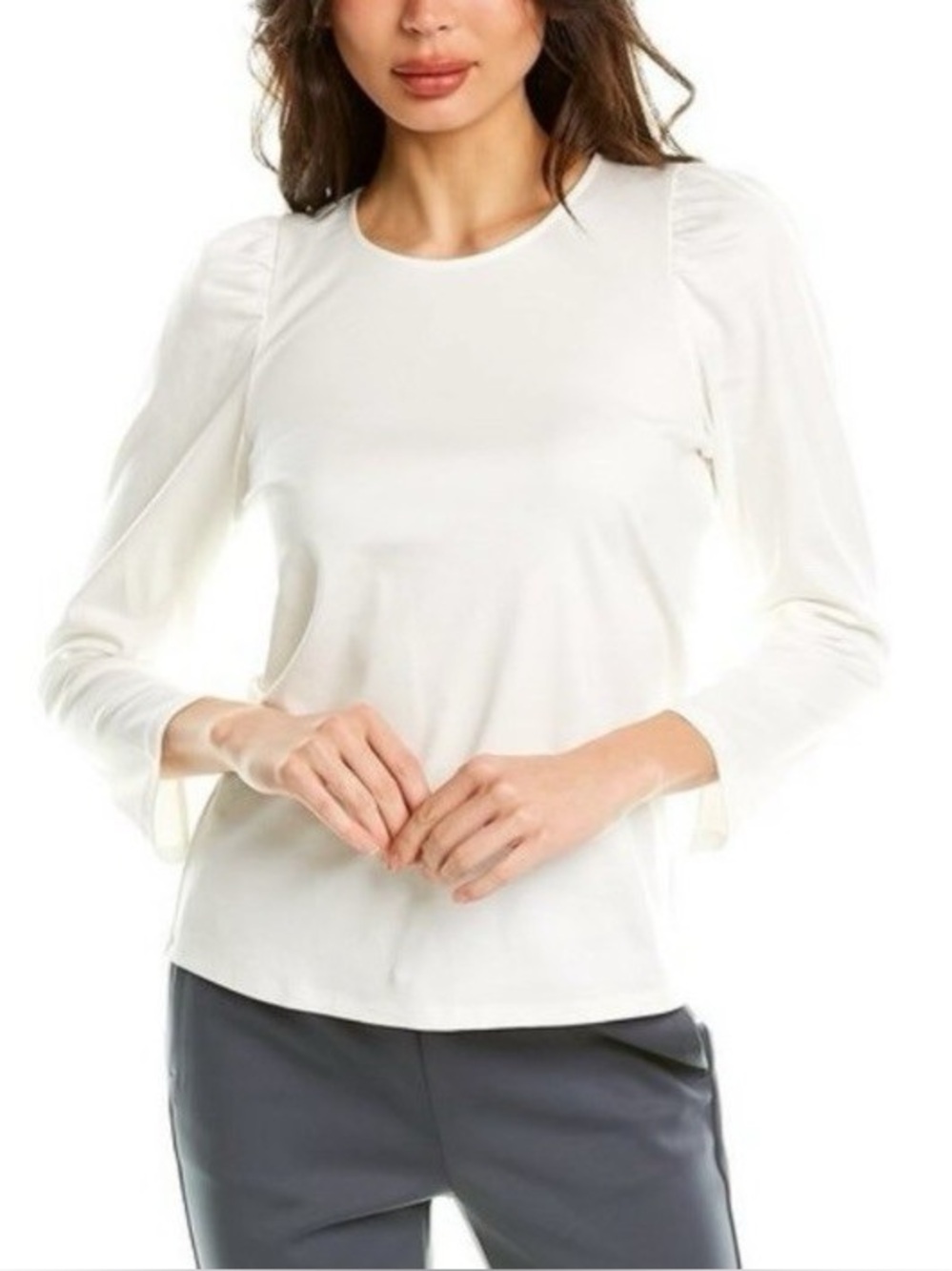 Theory White Ruched Tee Clinton White Size Medium
